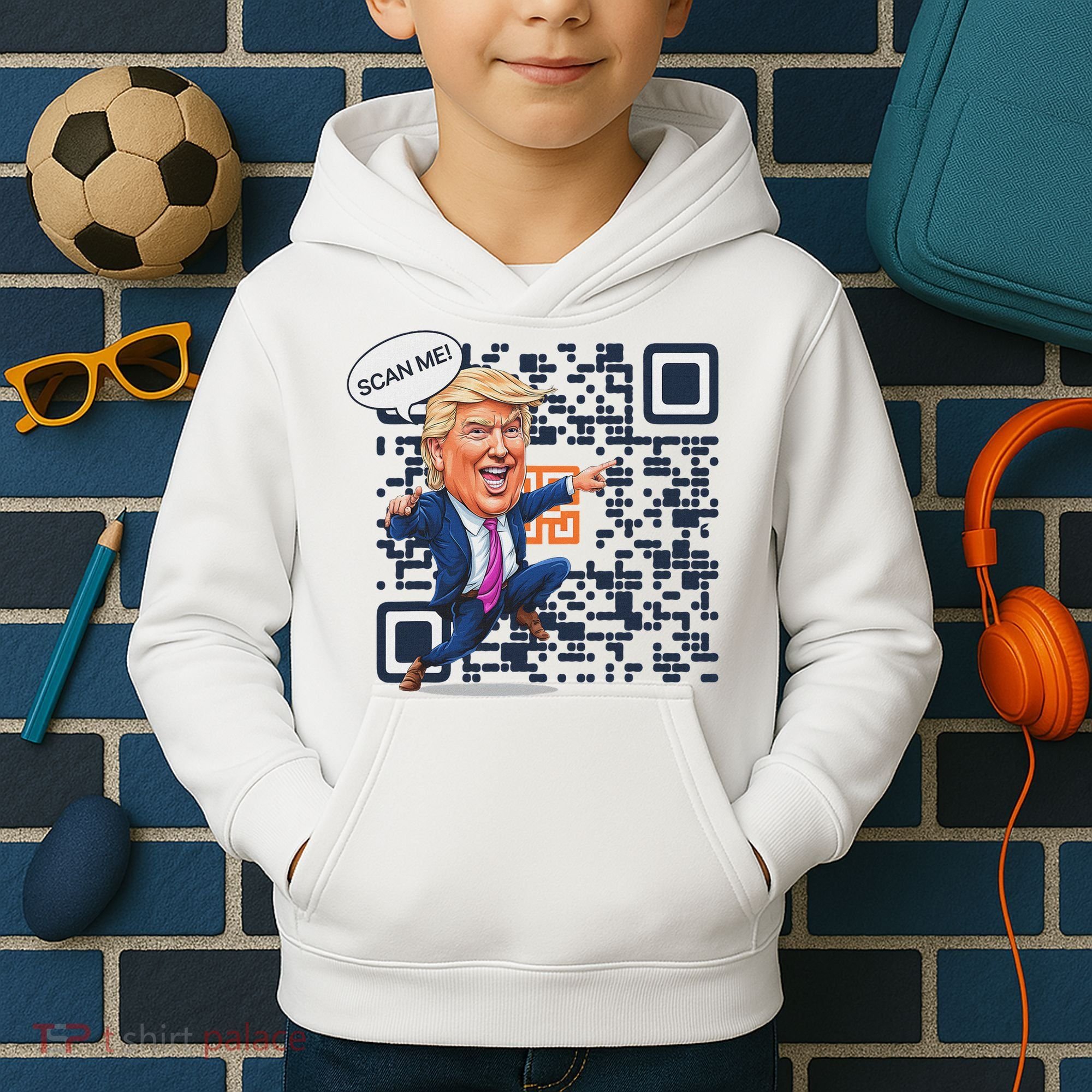 Qr President Trump Dance Code Kids Hoodie