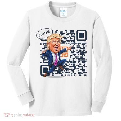 Qr President Trump Dance Code Kids Long Sleeve Shirt