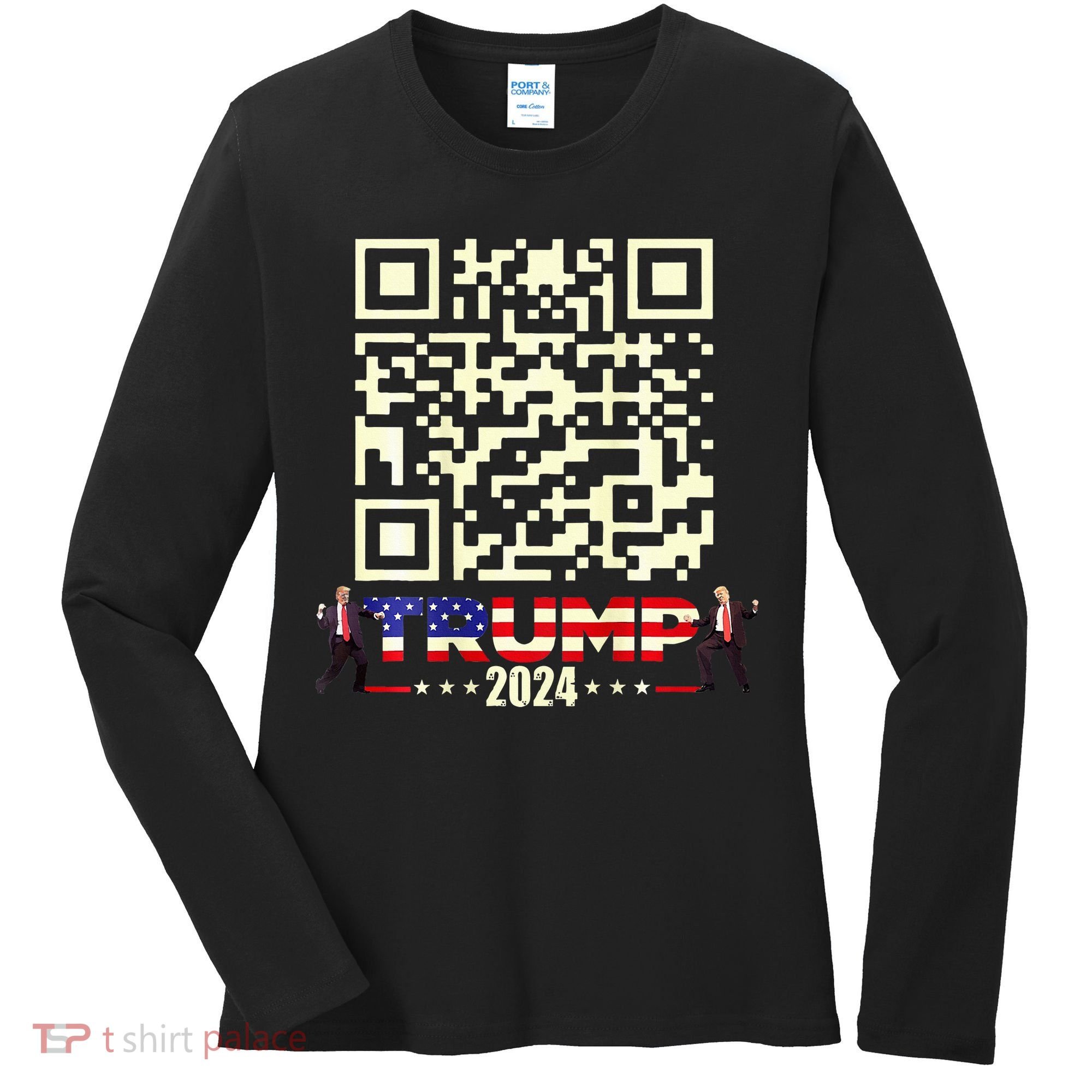 Qr President Trump 4547 Trump Dancing Code Women's Long Sleeve Shirt