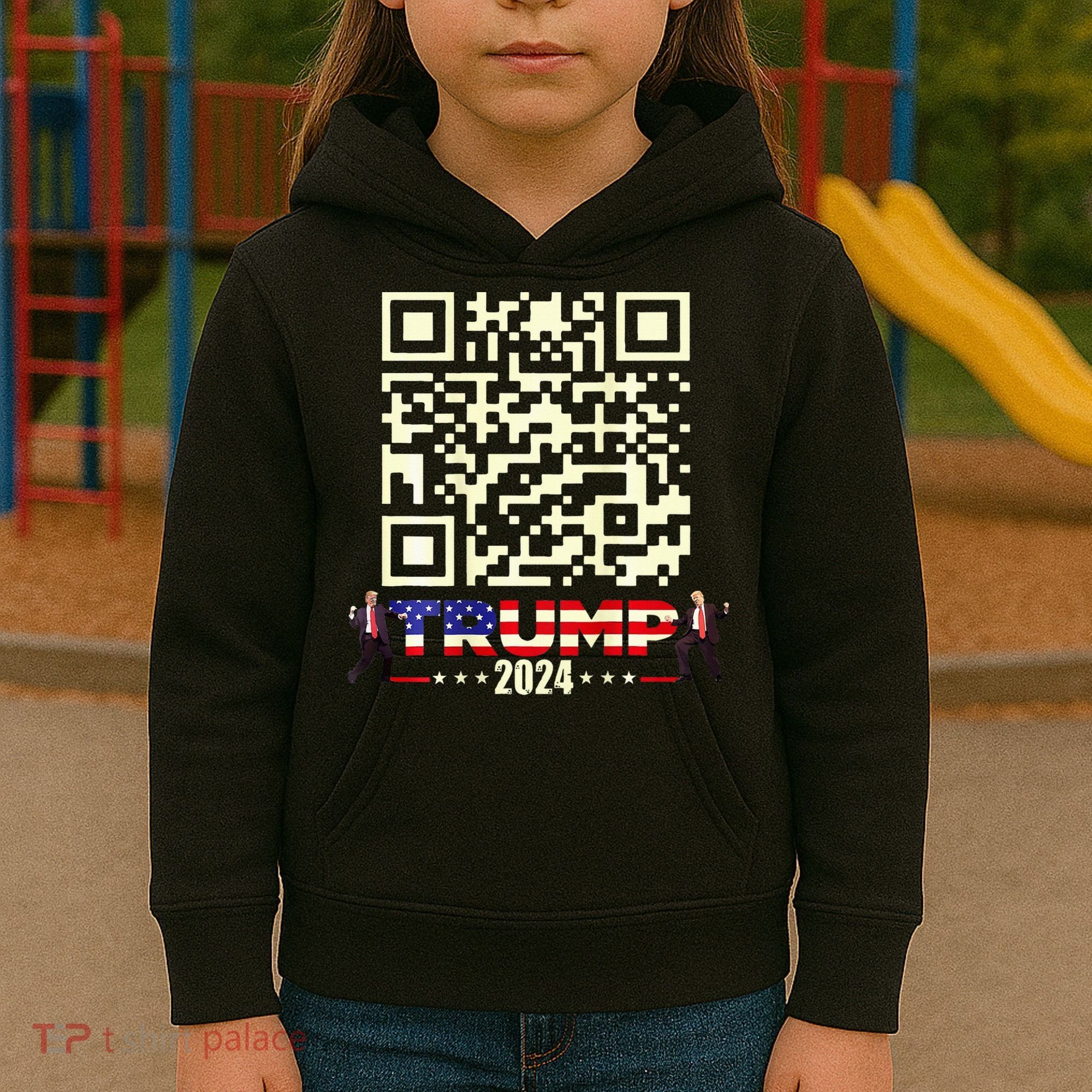 Qr President Trump 4547 Trump Dancing Code Kids Hoodie