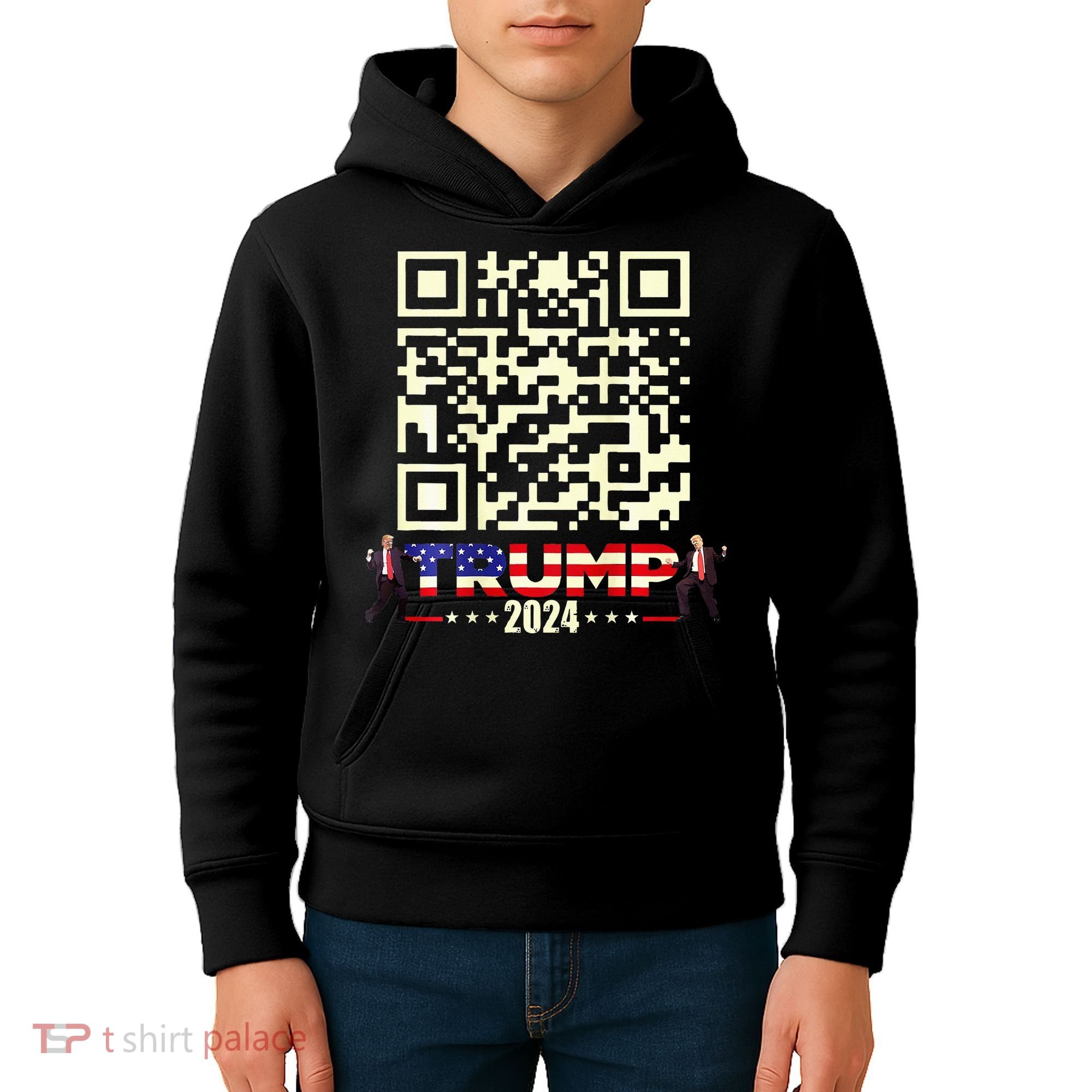 Qr President Trump 4547 Trump Dancing Code Kids Hoodie