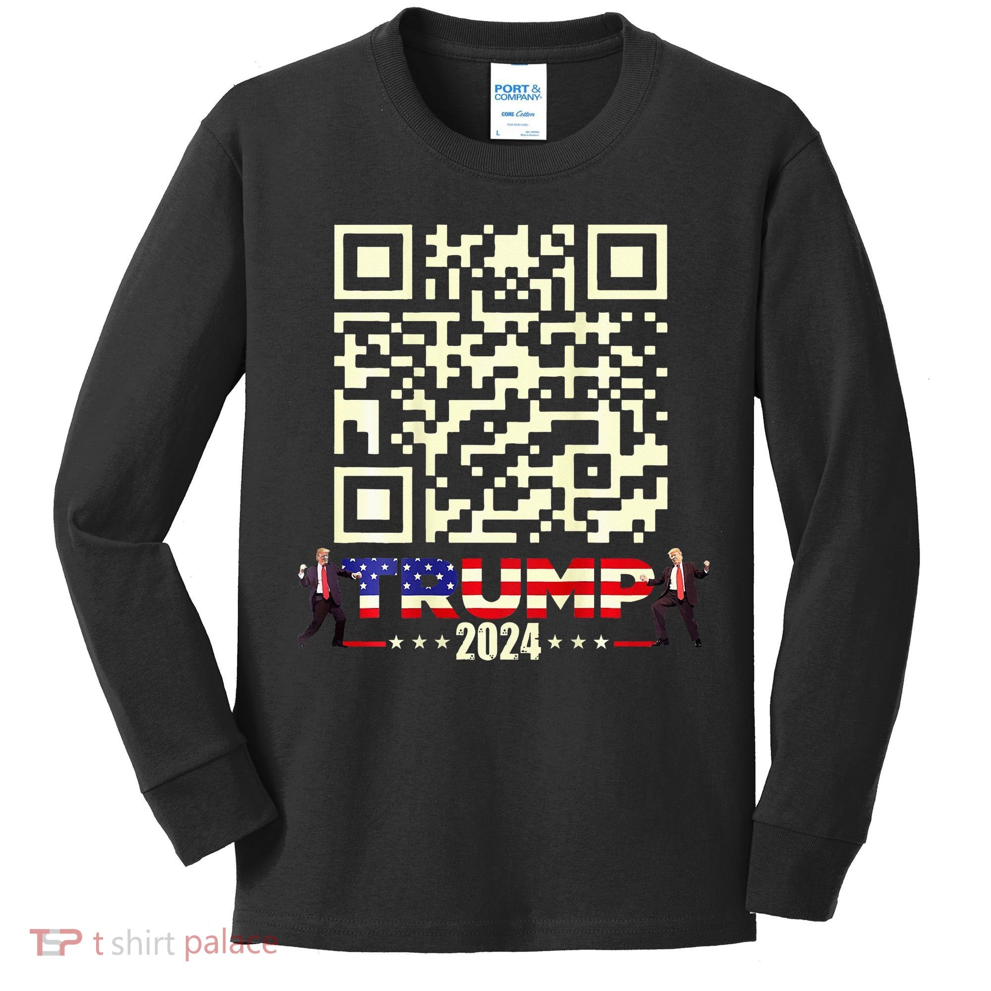 Qr President Trump 4547 Trump Dancing Code Kids Long Sleeve Shirt