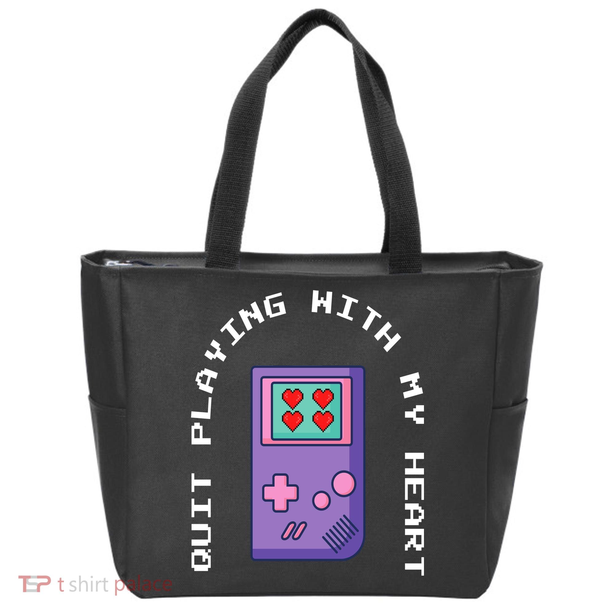 Quit Playing With My Heart Retro Video Game Tote Bag