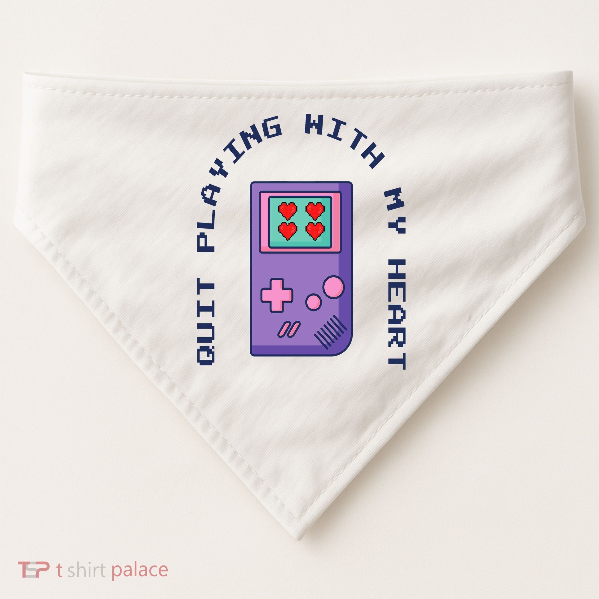 Quit Playing With My Heart Retro Video Game USA-Made Doggie Bandana