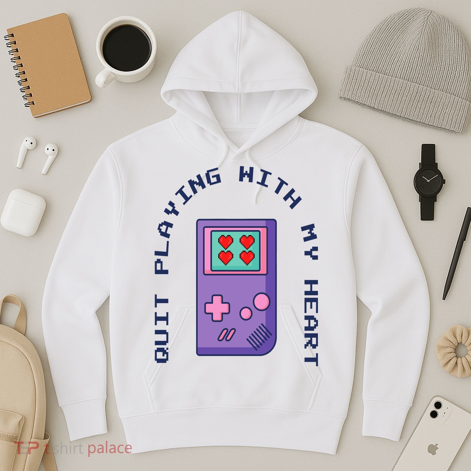 Quit Playing With My Heart Retro Video Game Hoodie