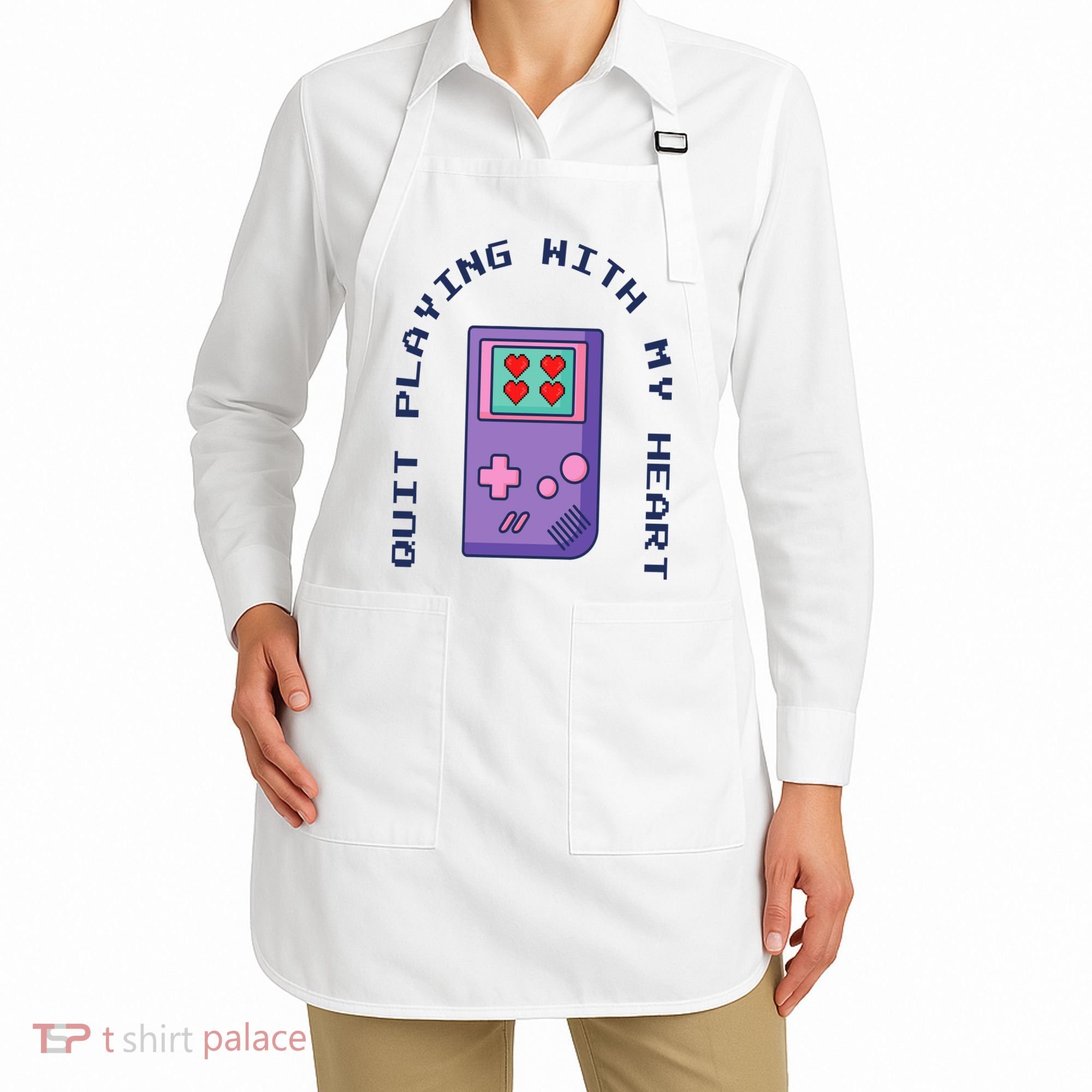 Quit Playing With My Heart Retro Video Game Apron