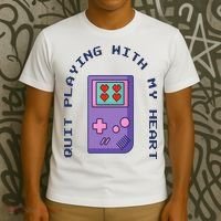 Quit Playing With My Heart Retro Video Game T-Shirt thumb 3