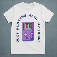 Quit Playing With My Heart Retro Video Game T-Shirt thumb 5