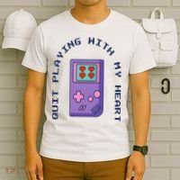 Quit Playing With My Heart Retro Video Game T-Shirt thumb 6