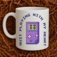 Quit Playing With My Heart Retro Video Game Coffee Mug thumb 2