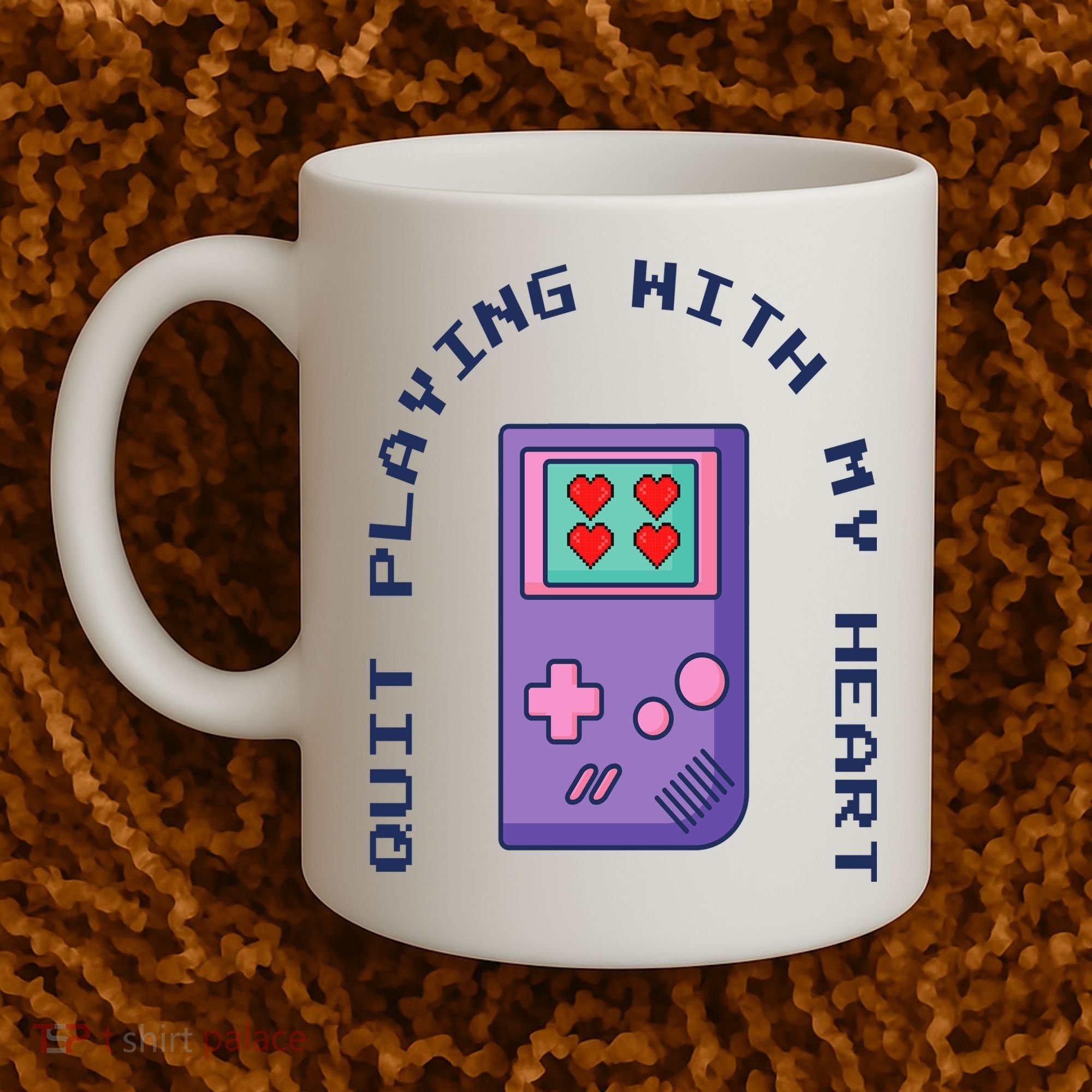 Quit Playing With My Heart Retro Video Game Coffee Mug
