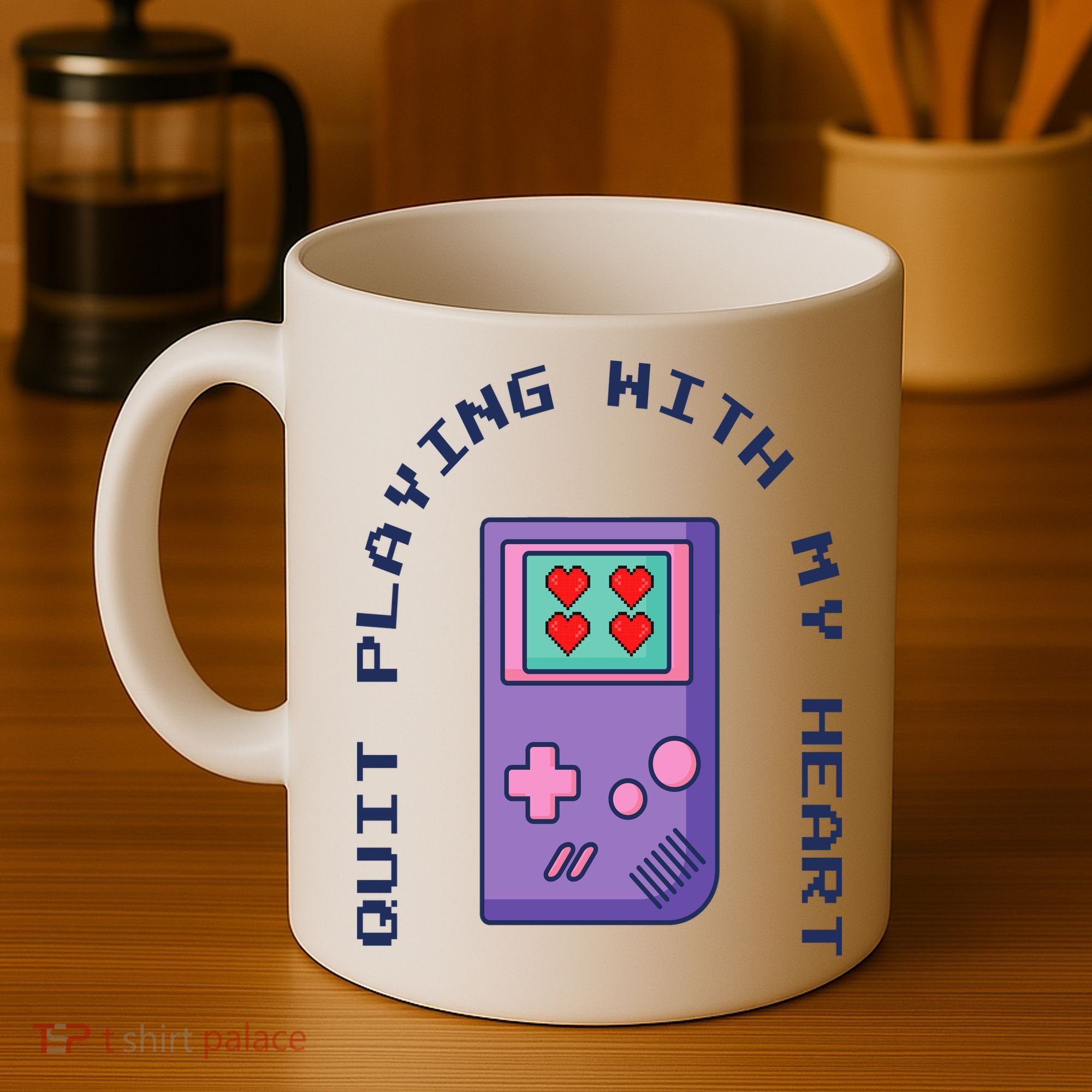 Quit Playing With My Heart Retro Video Game Coffee Mug