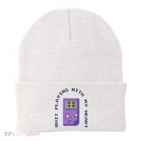 Quit Playing With My Heart Retro Video Game Beanie thumb 0