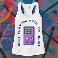 Quit Playing With My Heart Retro Video Game Women's Tank Top thumb 3