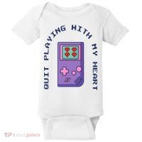 Quit Playing With My Heart Retro Video Game Baby Bodysuit thumb 0