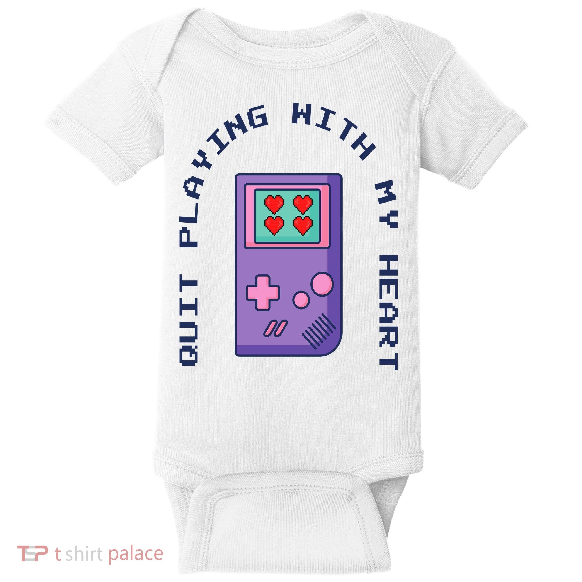 Quit Playing With My Heart Retro Video Game Baby Bodysuit