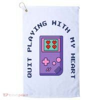 Quit Playing With My Heart Retro Video Game Golf Towel thumb 0