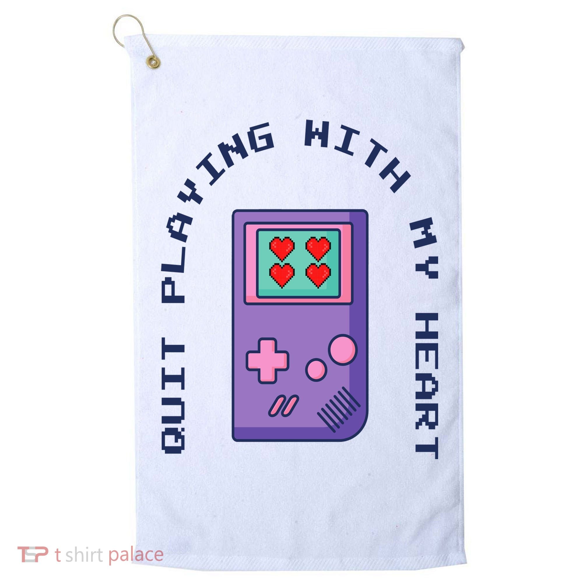 Quit Playing With My Heart Retro Video Game Golf Towel
