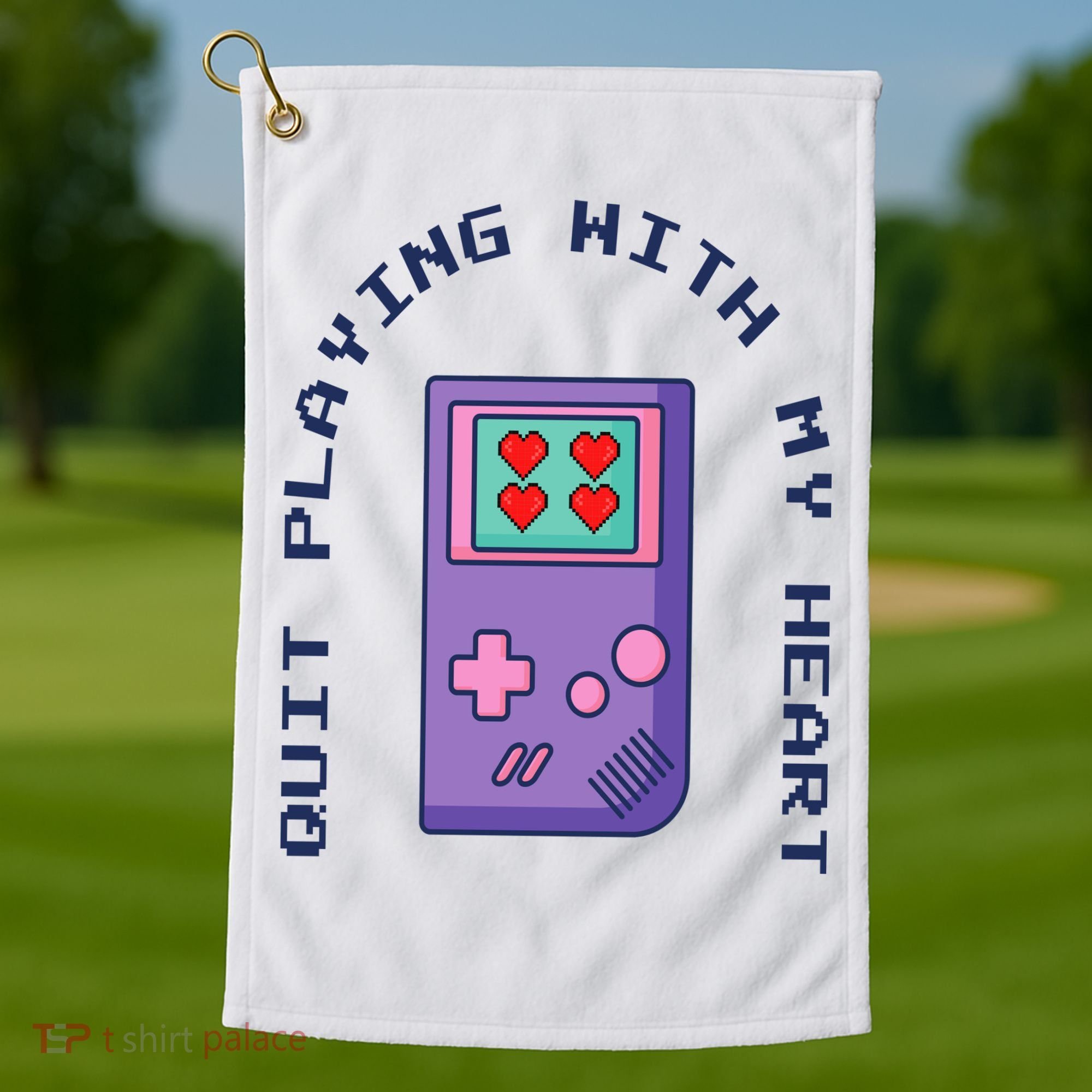 Quit Playing With My Heart Retro Video Game Golf Towel