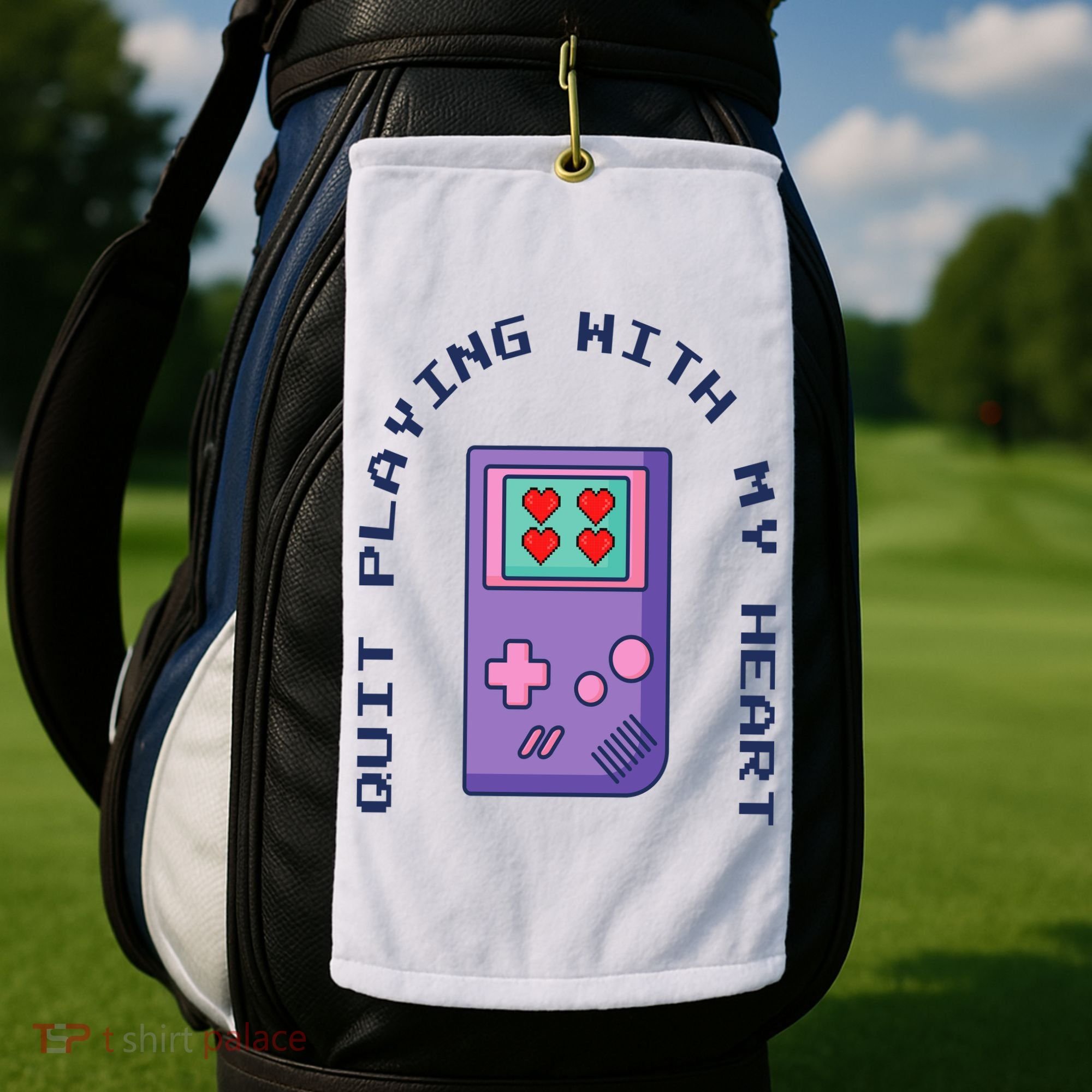 Quit Playing With My Heart Retro Video Game Golf Towel