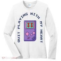 Quit Playing With My Heart Retro Video Game Women's Long Sleeve Shirt thumb 0