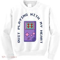Quit Playing With My Heart Retro Video Game Kids Sweatshirt thumb 0