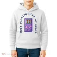 Quit Playing With My Heart Retro Video Game Kids Hoodie thumb 4