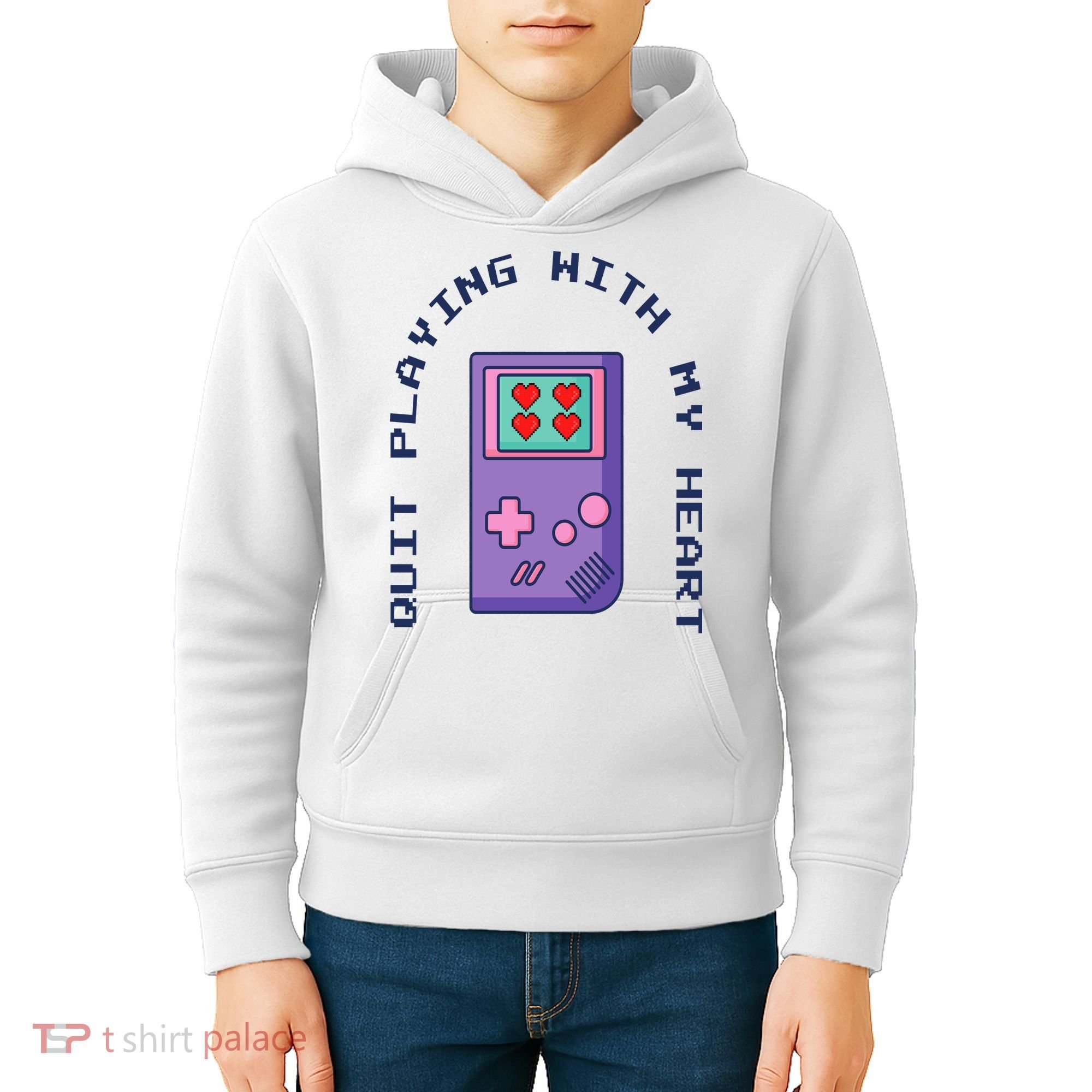 Quit Playing With My Heart Retro Video Game Kids Hoodie