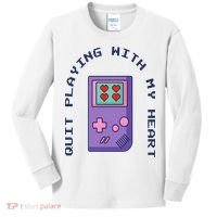 Quit Playing With My Heart Retro Video Game Kids Long Sleeve Shirt thumb 0