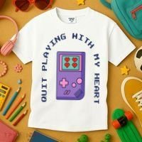 Quit Playing With My Heart Retro Video Game Kids T-Shirt thumb 3