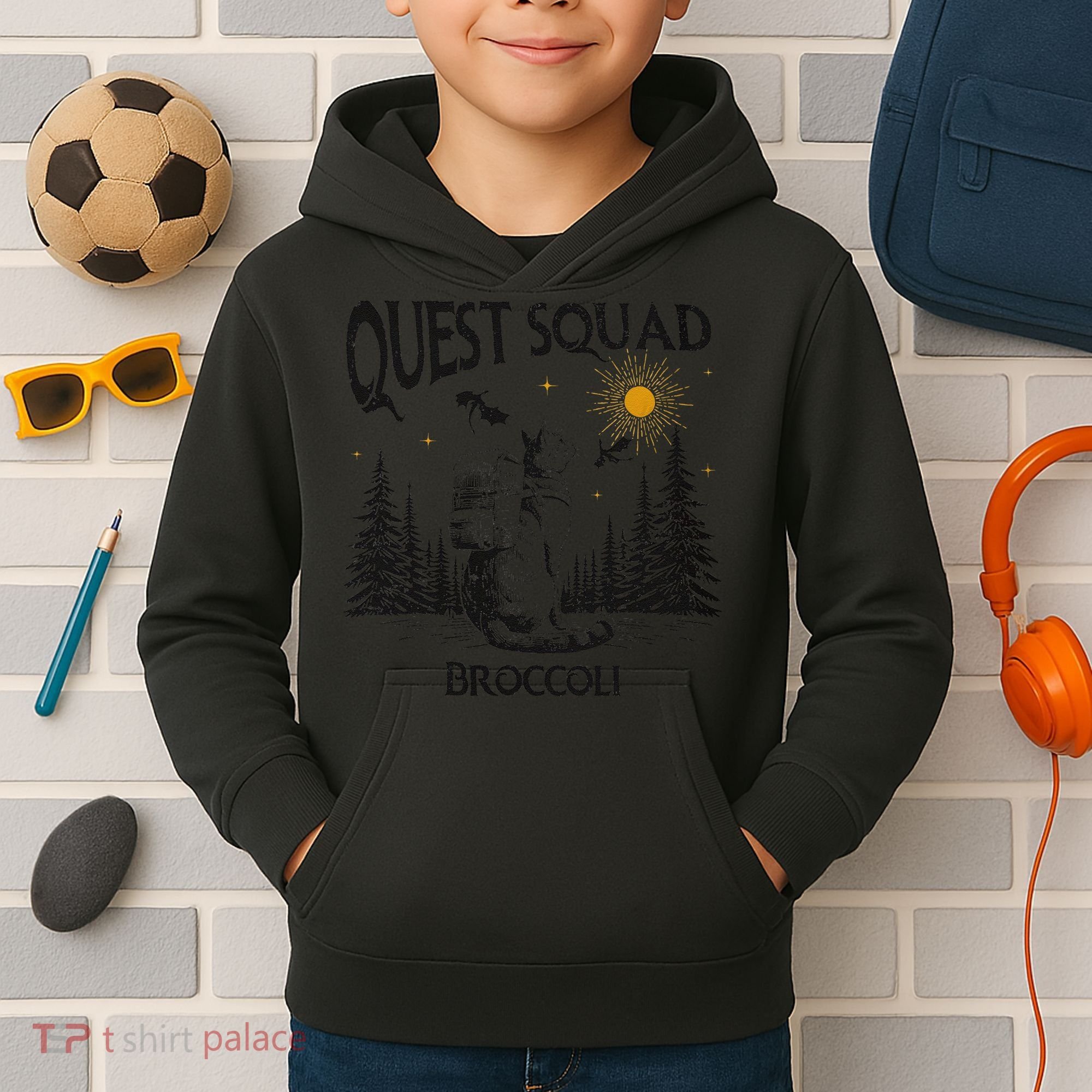 Quest Squad 4th Wing Wingleader Dragon Broccoli Kids Hoodie