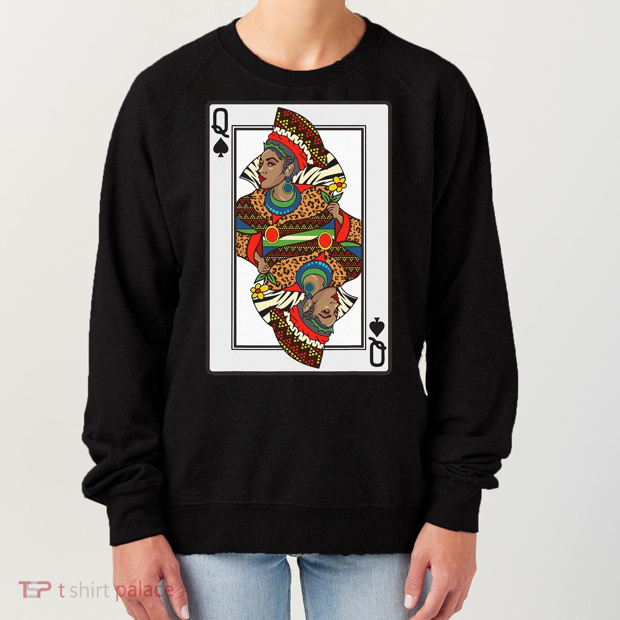 Queen Spades African American Card Halloween Gift Women's Sweatshirt