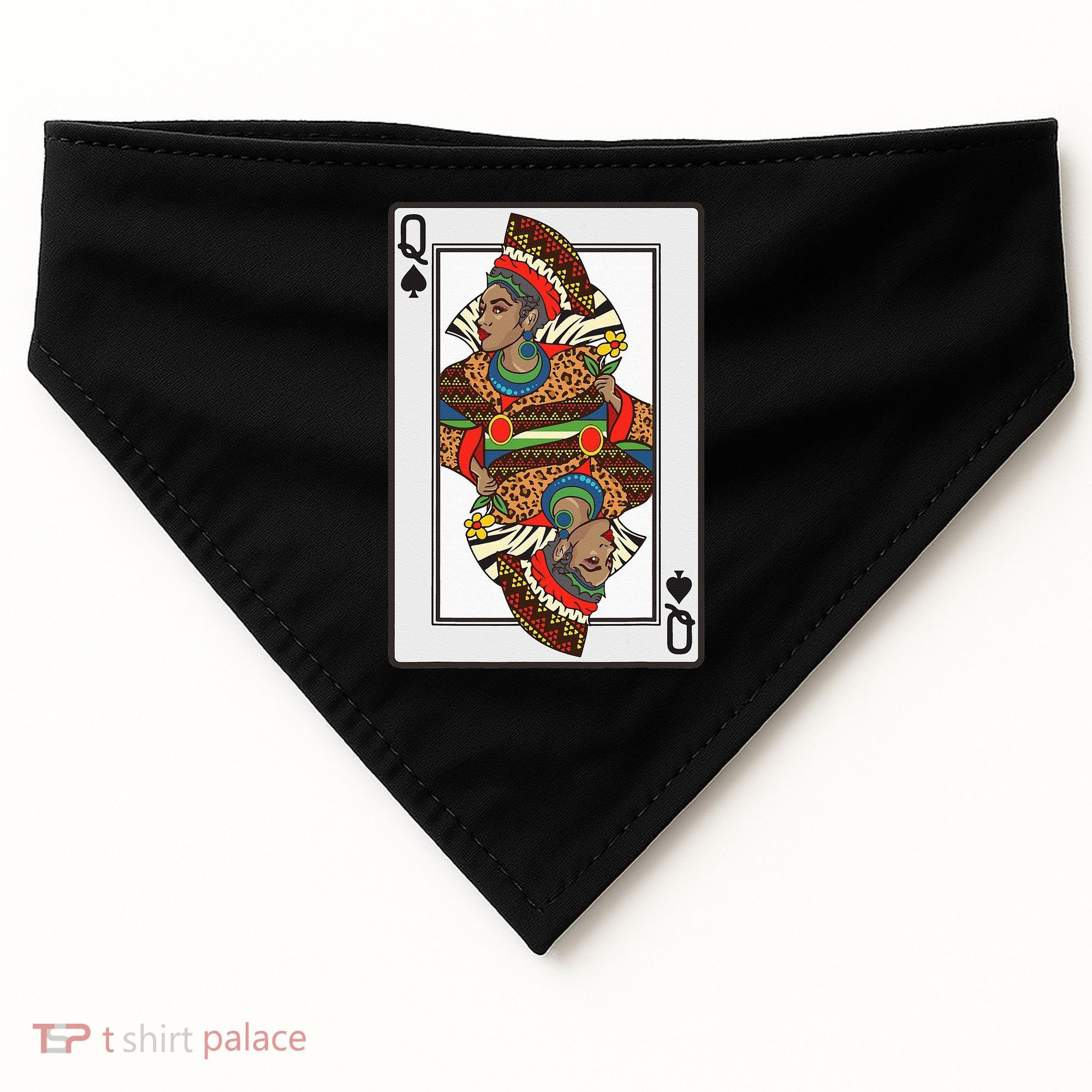 Queen Spades African American Card Halloween Gift USA-Made Doggie Bandana