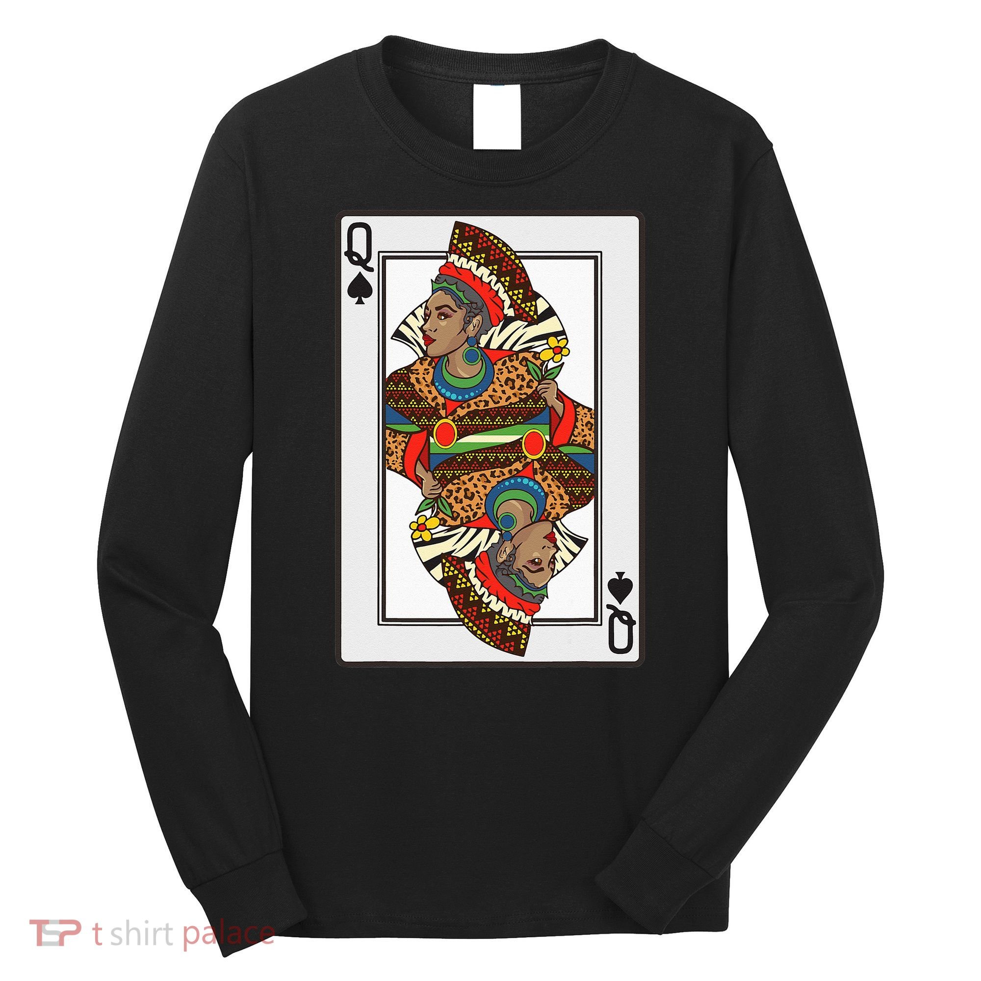 Queen Spades African American Card Halloween Gift Long Sleeve Shirt