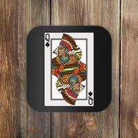 Queen Spades African American Card Halloween Gift Coaster thumb 0