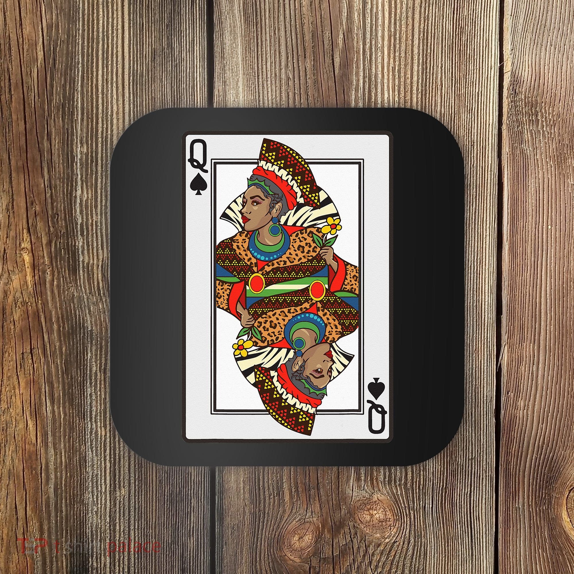 Queen Spades African American Card Halloween Gift Coaster