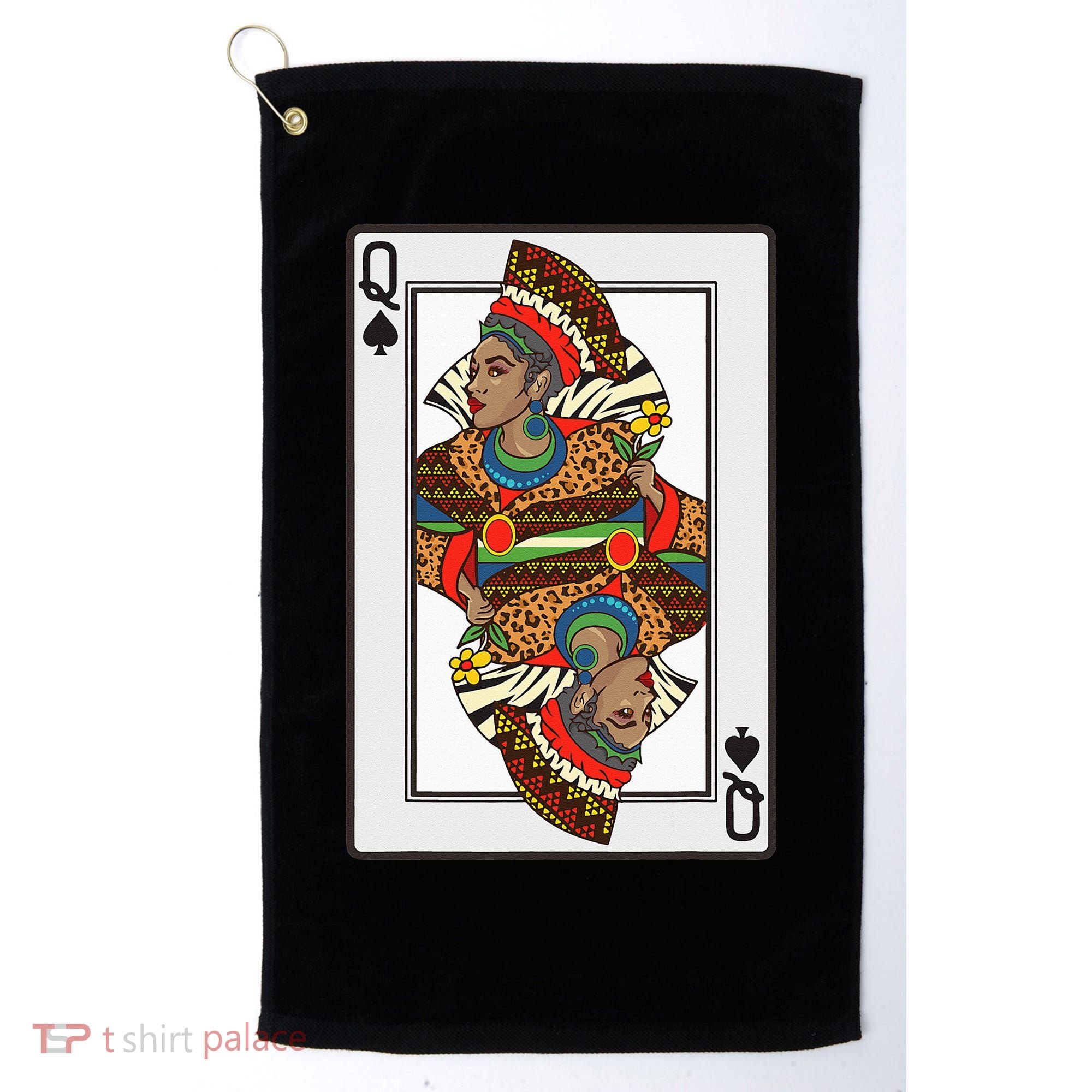 Queen Spades African American Card Halloween Gift Golf Towel