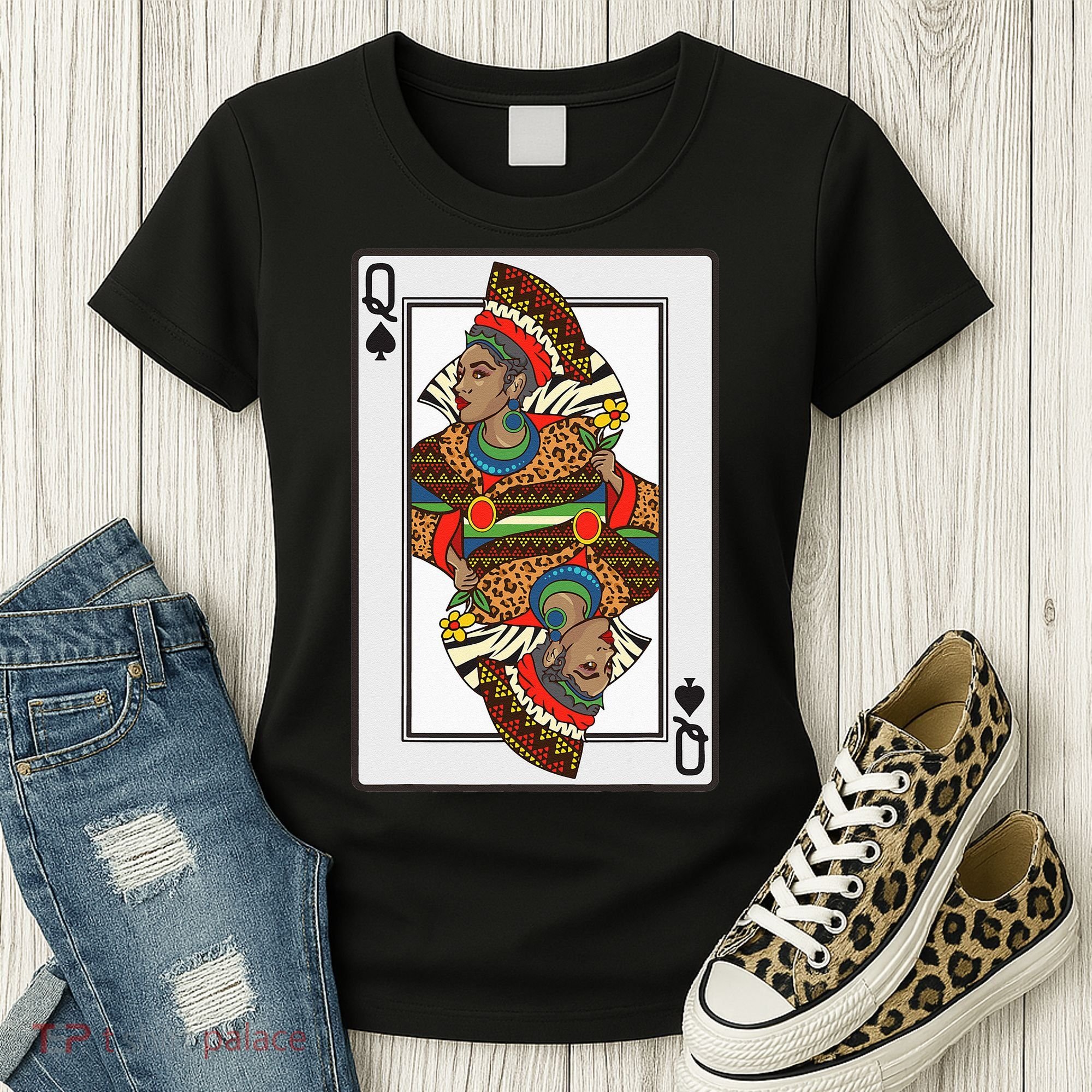 Queen Spades African American Card Halloween Gift Women's T-Shirt