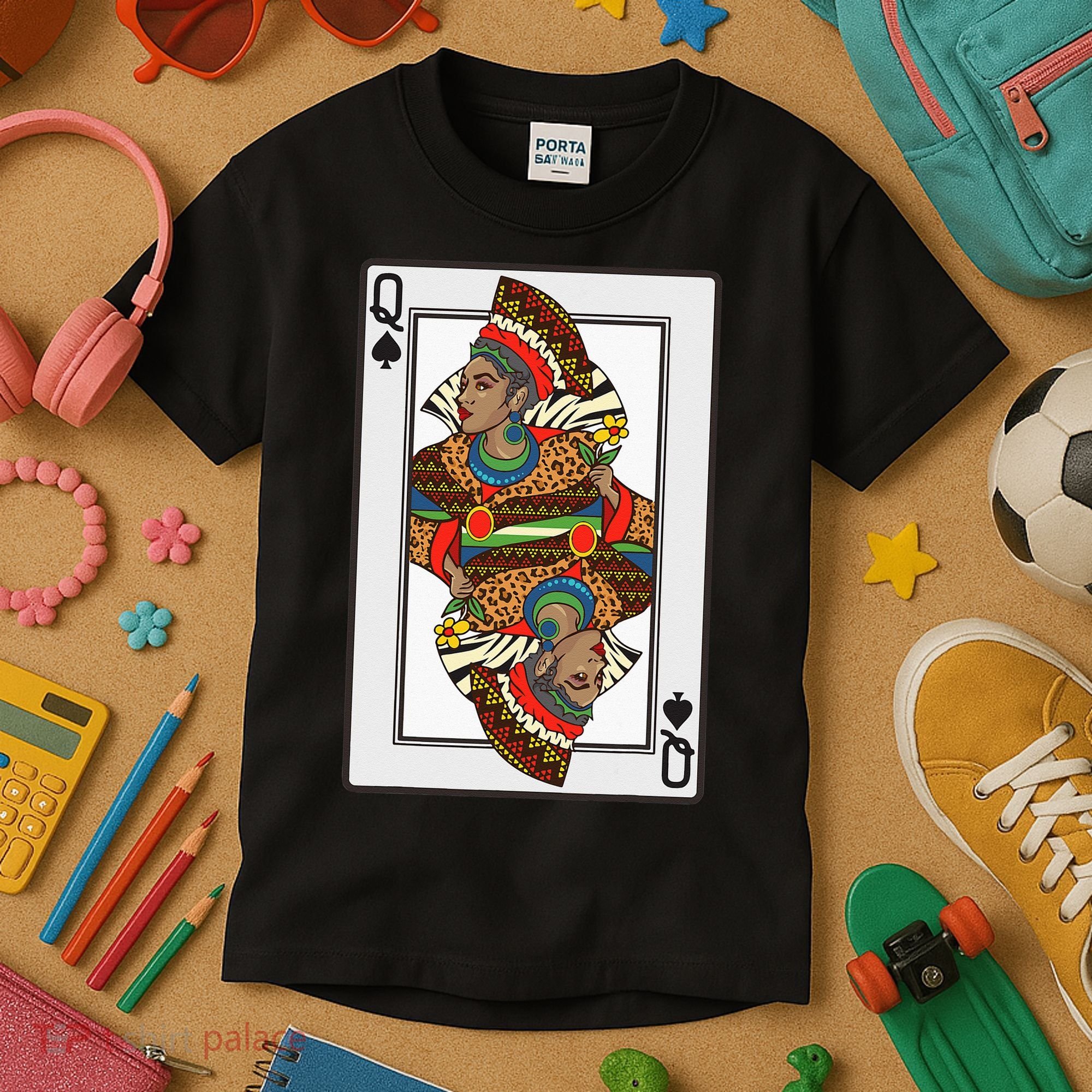 Queen Spades African American Card Halloween Gift Kids T-Shirt