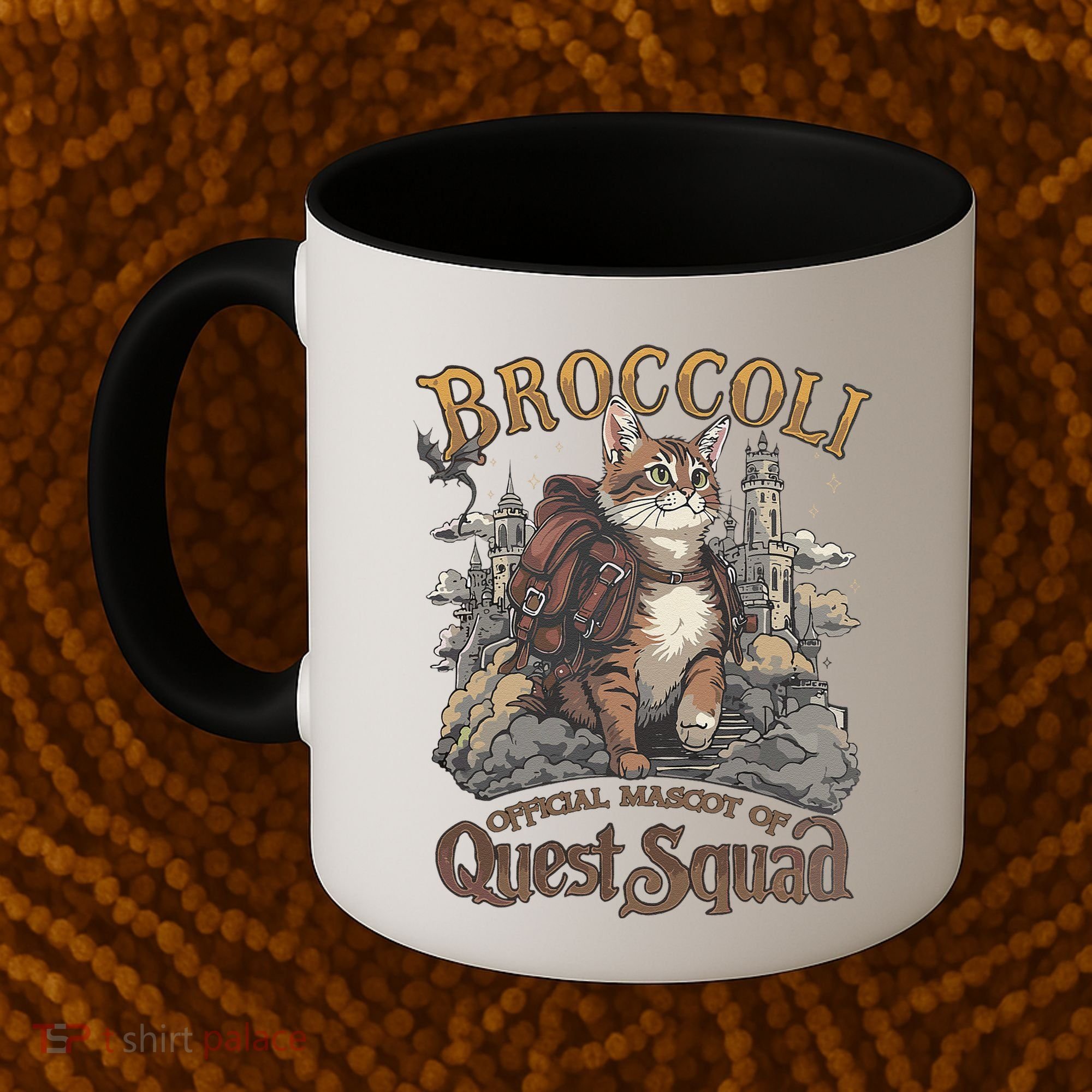 Quest Squad Broccoli Funny Cat Meme Cat Lover Bookworms Coffee Mug