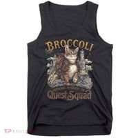 Quest Squad Broccoli Funny Cat Meme Cat Lover Bookworms Tank Top thumb 0