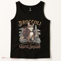 Quest Squad Broccoli Funny Cat Meme Cat Lover Bookworms Tank Top thumb 2
