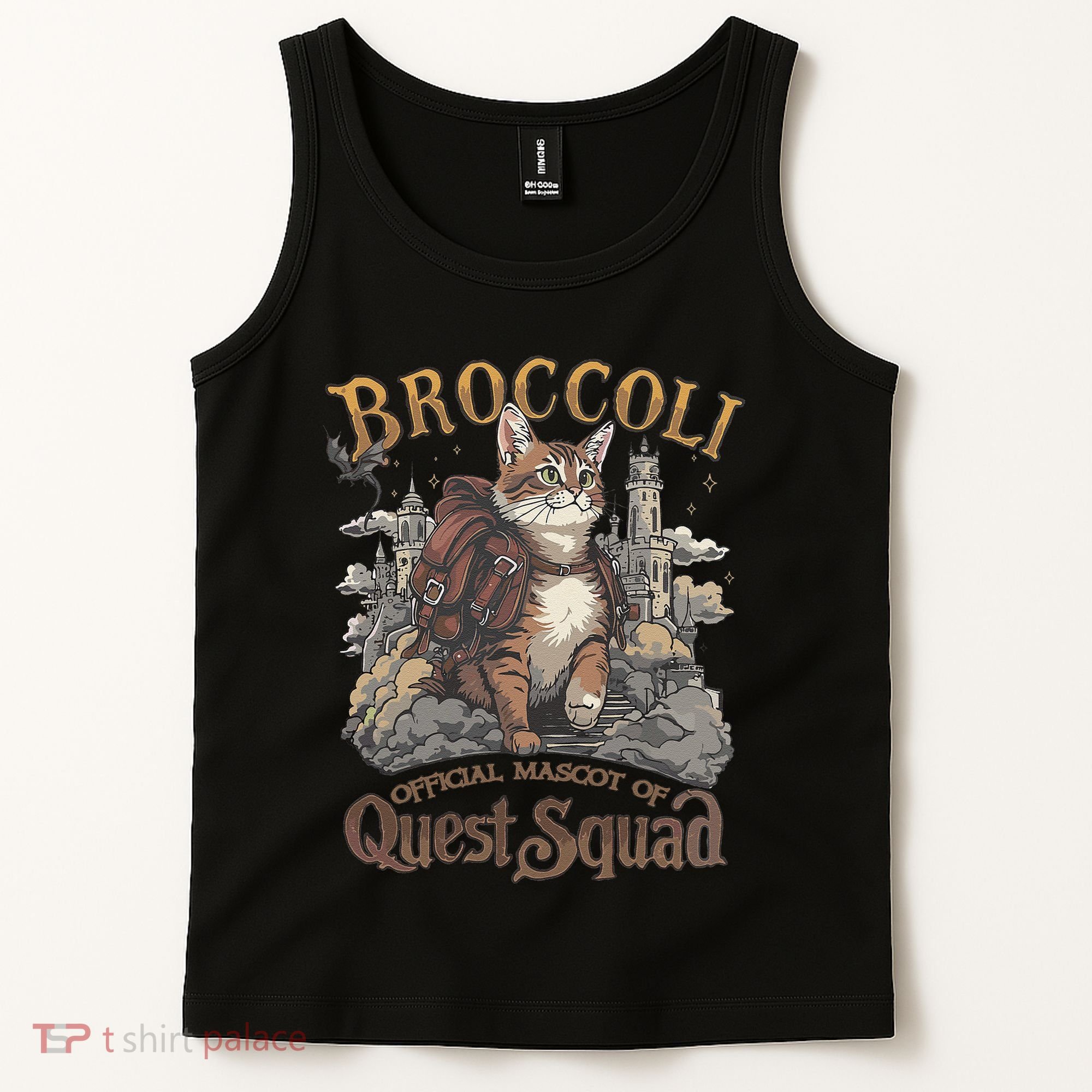 Quest Squad Broccoli Funny Cat Meme Cat Lover Bookworms Tank Top