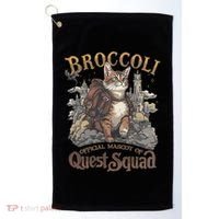 Quest Squad Broccoli Funny Cat Meme Cat Lover Bookworms Golf Towel thumb 0
