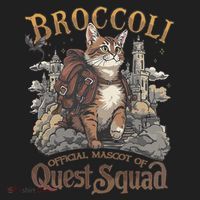 Quest Squad Broccoli Funny Cat Meme Cat Lover Bookworms Golf Towel thumb 3