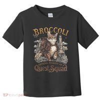 Quest Squad Broccoli Funny Cat Meme Cat Lover Bookworms Toddler T-Shirt thumb 0