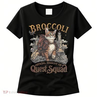 Quest Squad Broccoli Funny Cat Meme Cat Lover Bookworms Women's T-Shirt