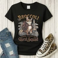 Quest Squad Broccoli Funny Cat Meme Cat Lover Bookworms Women's T-Shirt thumb 3