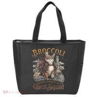 Quest Squad Broccoli Funny Cat Meme Cat Lover Bookworms Tote Bag thumb 0