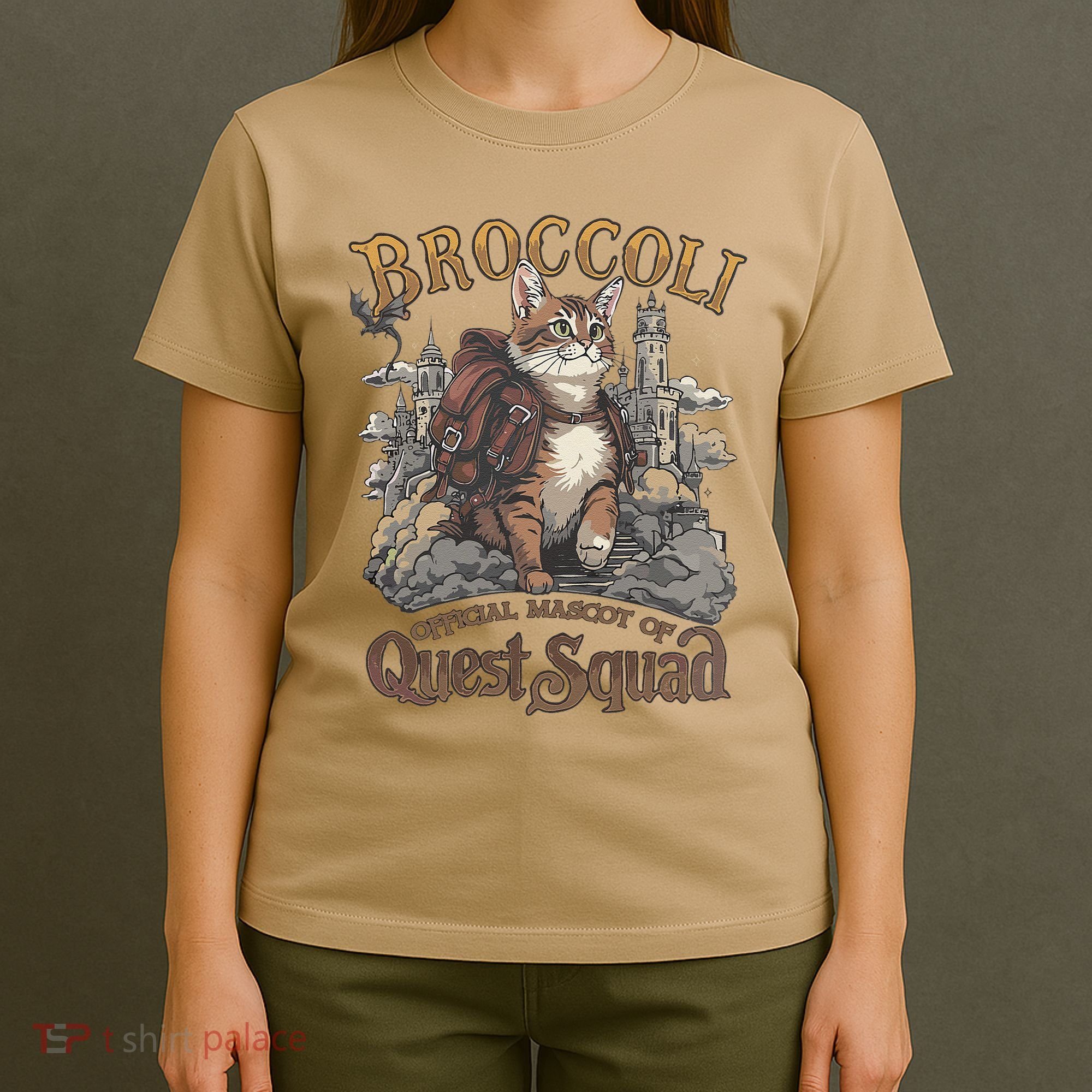 Quest Squad Broccoli Funny Cat Meme Cat Lover Bookworms T-Shirt